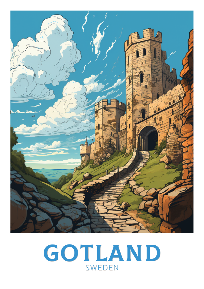 Europe GOTLAND TRAVEL POSTER - SWEDEN ARTWORK