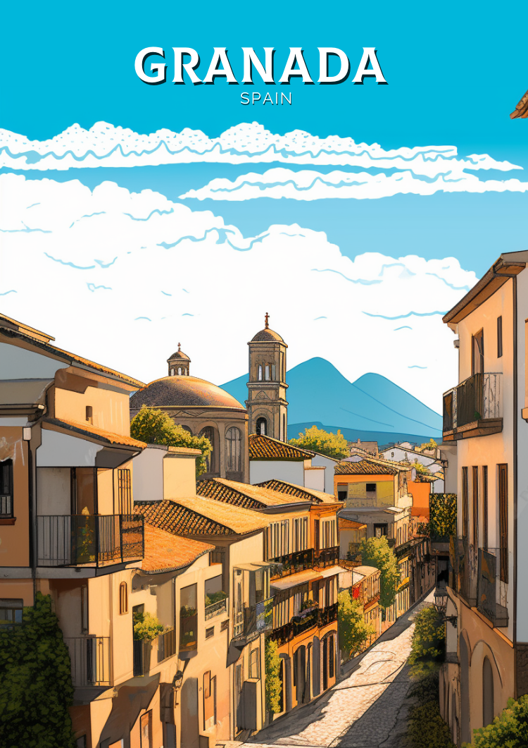 Europe GRANADA TRAVEL PRINT - SPAIN ARTWORK