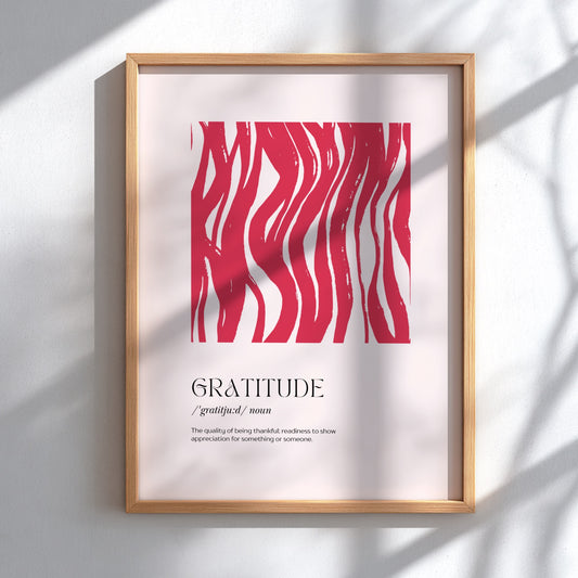 Gratitude Definition: Modern Minimalist Typography Wall Art