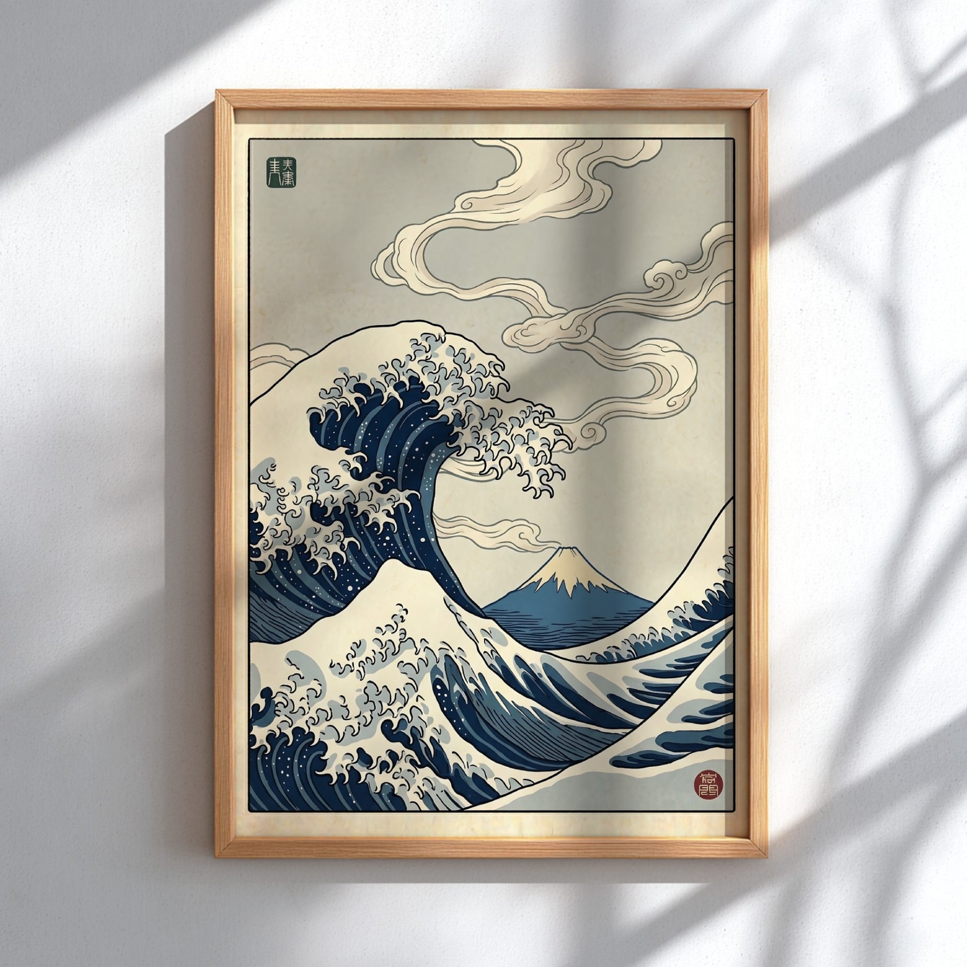 Great Wave poster featuring dynamic waves and Mount Fuji in Japanese art style