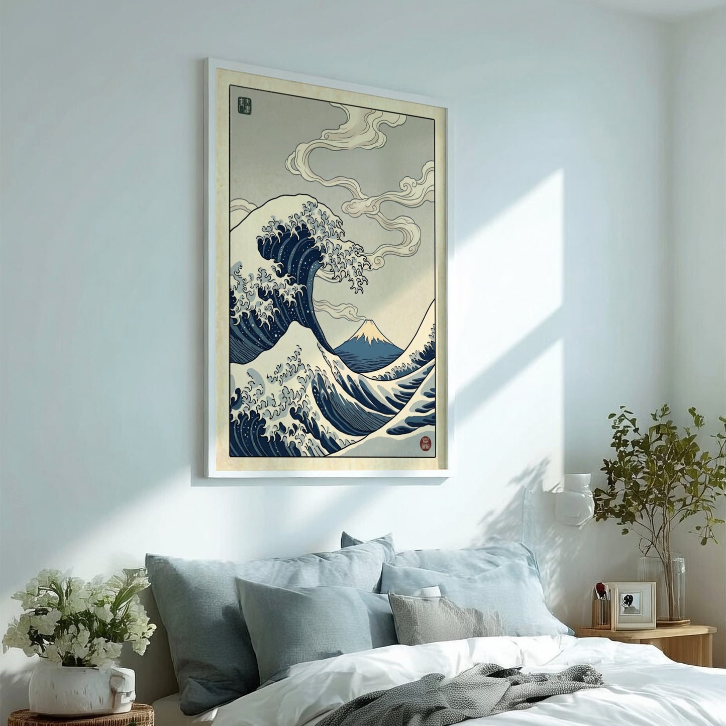Great Wave poster featuring dynamic waves and Mount Fuji in Japanese art style