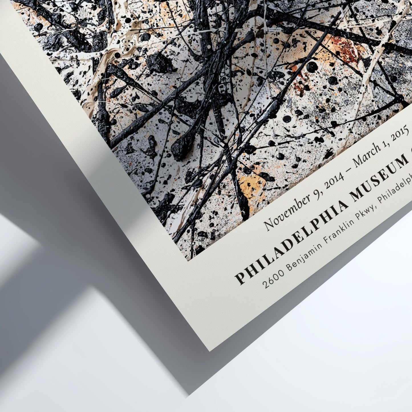 Wall art poster featuring Jackson Pollock’s Greyed Rainbow abstract drip painting in neutral tones.