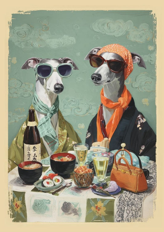 Greyhound Dog Kimono Poster – Japanese Style Print