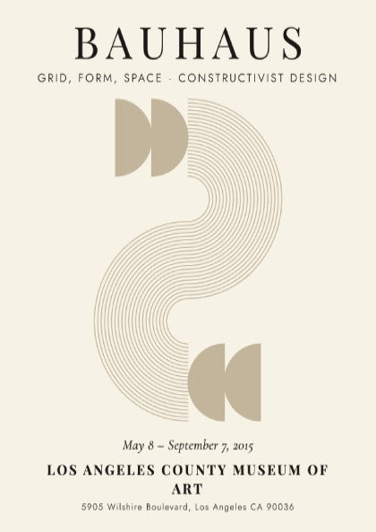 Bauhaus poster featuring constructivist design with geometric shapes and earthy tones.