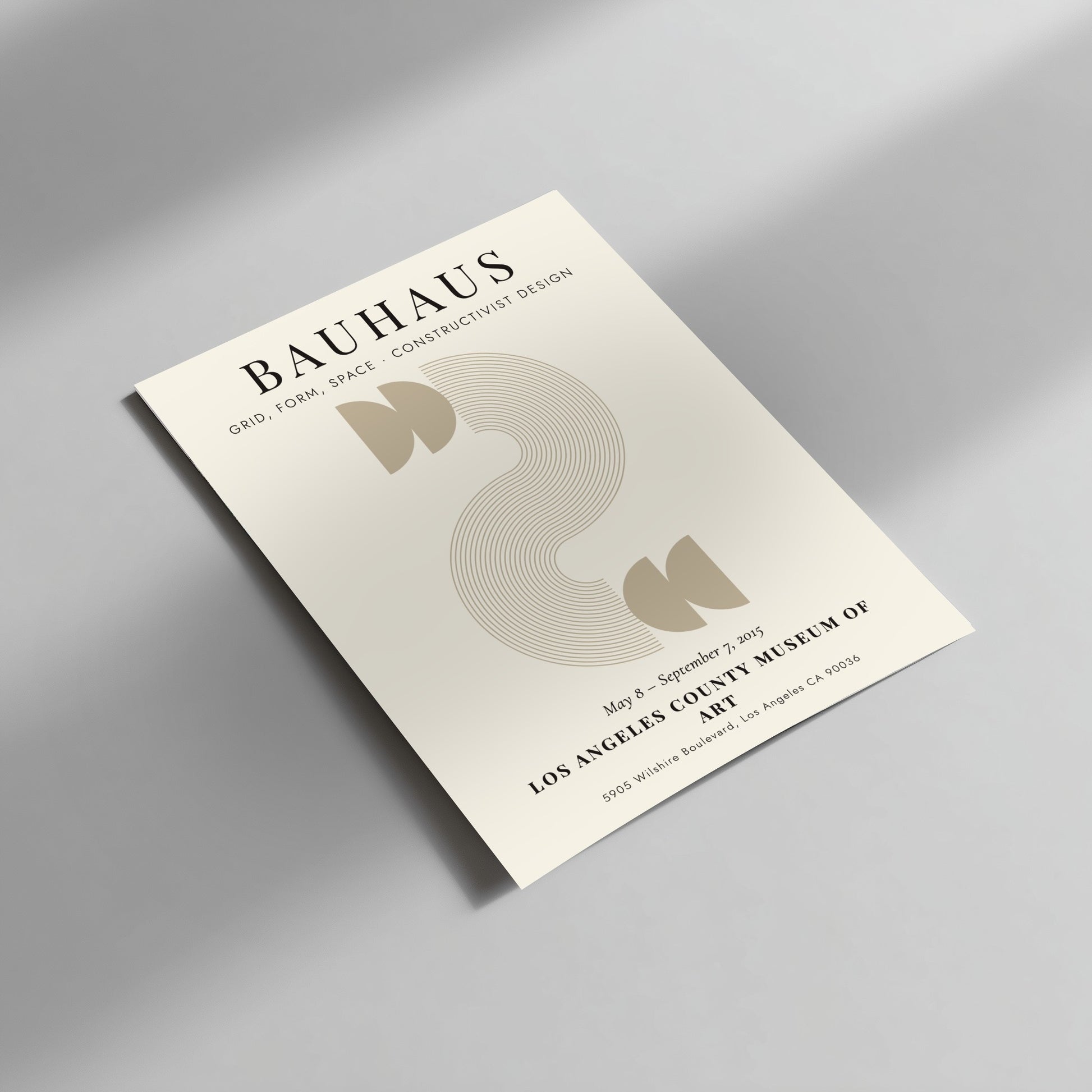 Bauhaus poster featuring constructivist design with geometric shapes and earthy tones.