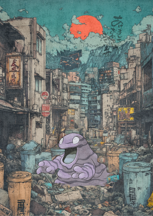 Grimer Poster: Japanese Style Legendary Pokemon Inspired Anime Artwork, Pokemon TCG Grimer