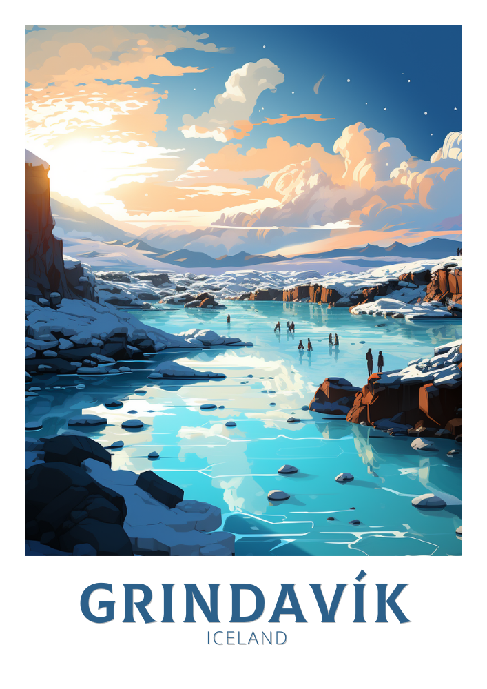 Europe GRINDAVIK TRAVEL POSTER - ICELAND ARTWORK