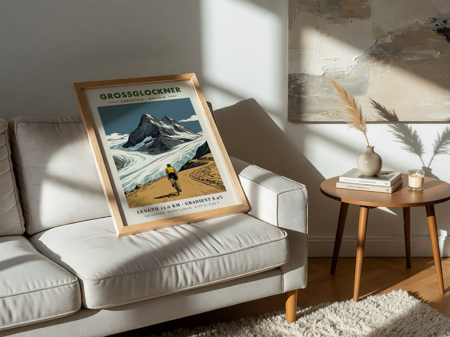 Poster of a cyclist riding up the Grossglockner climb in the Austrian Alps.
