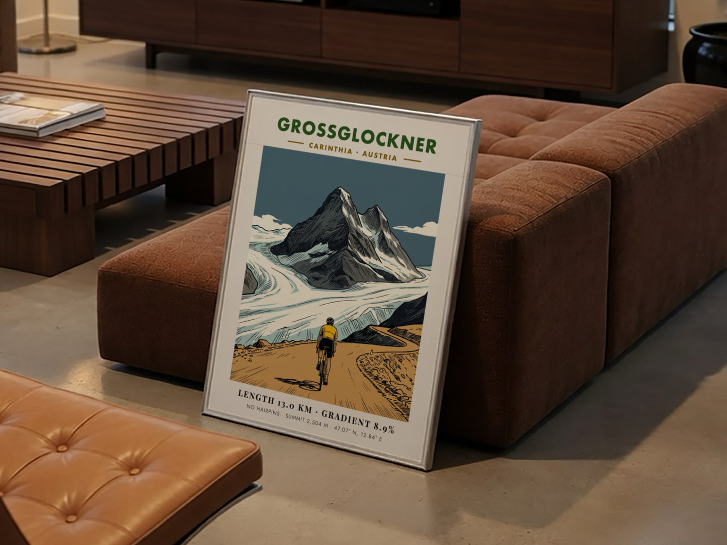 Poster of a cyclist riding up the Grossglockner climb in the Austrian Alps.
