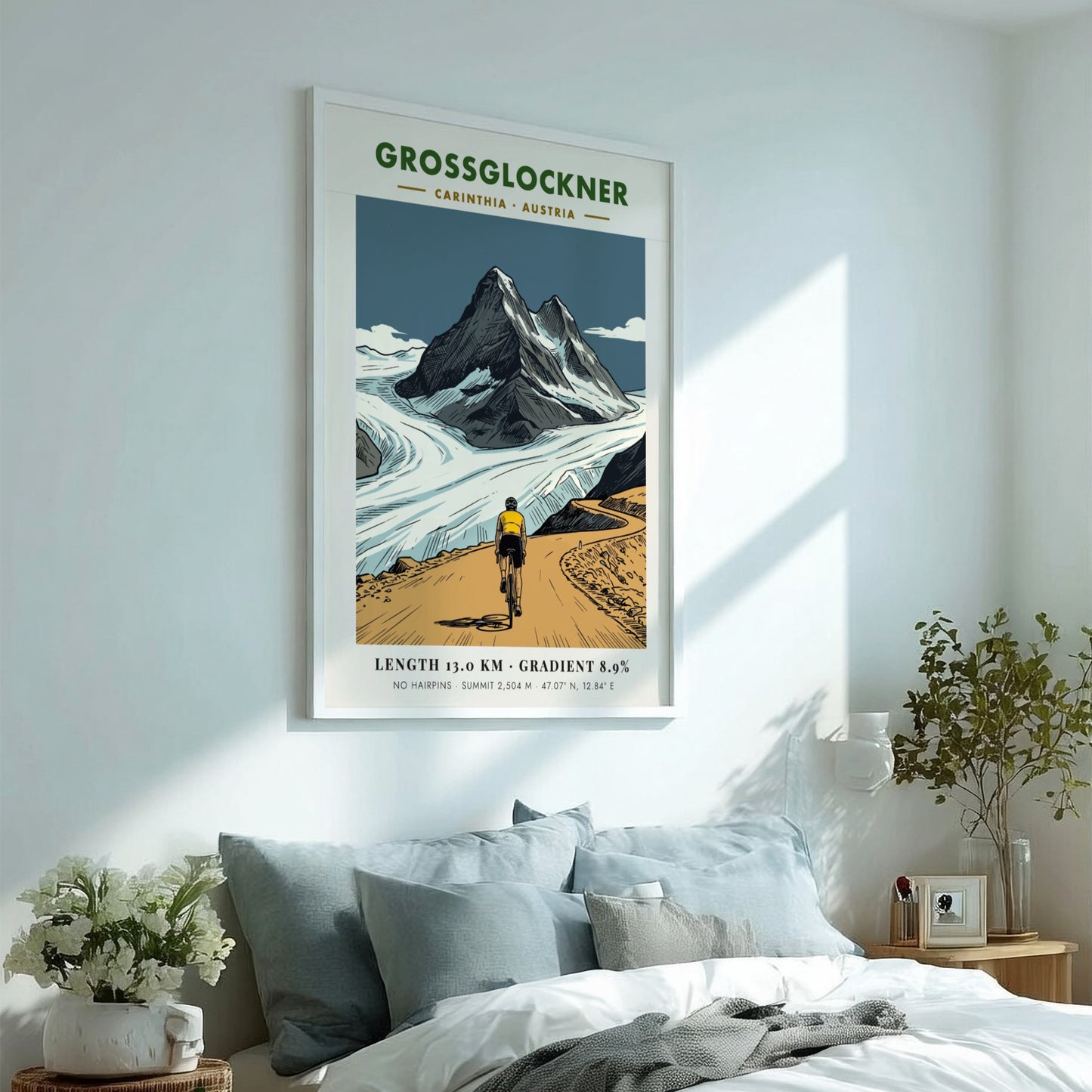 Poster of a cyclist riding up the Grossglockner climb in the Austrian Alps.