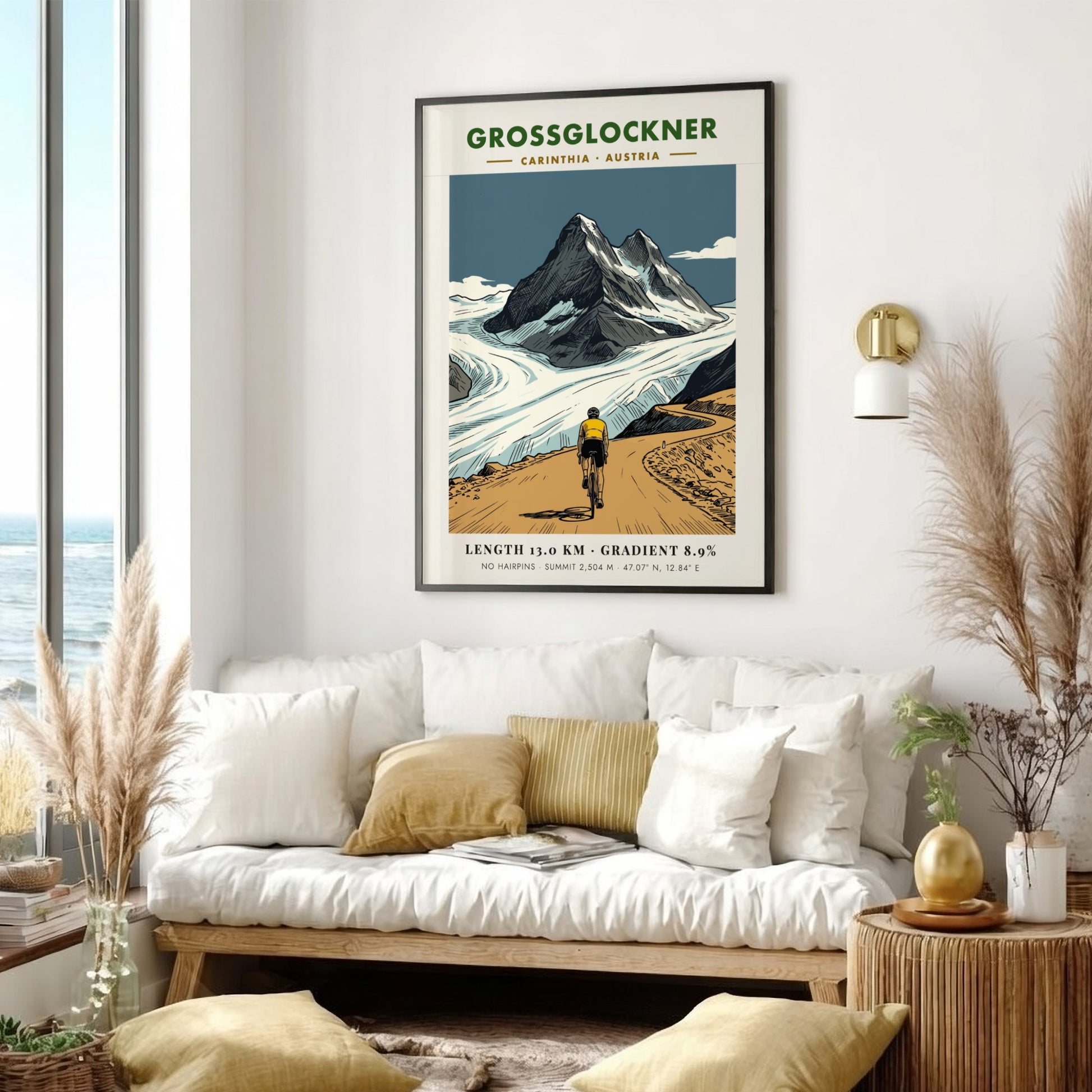 Poster of a cyclist riding up the Grossglockner climb in the Austrian Alps.