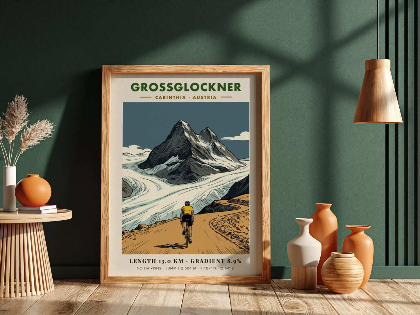 Poster of a cyclist riding up the Grossglockner climb in the Austrian Alps.