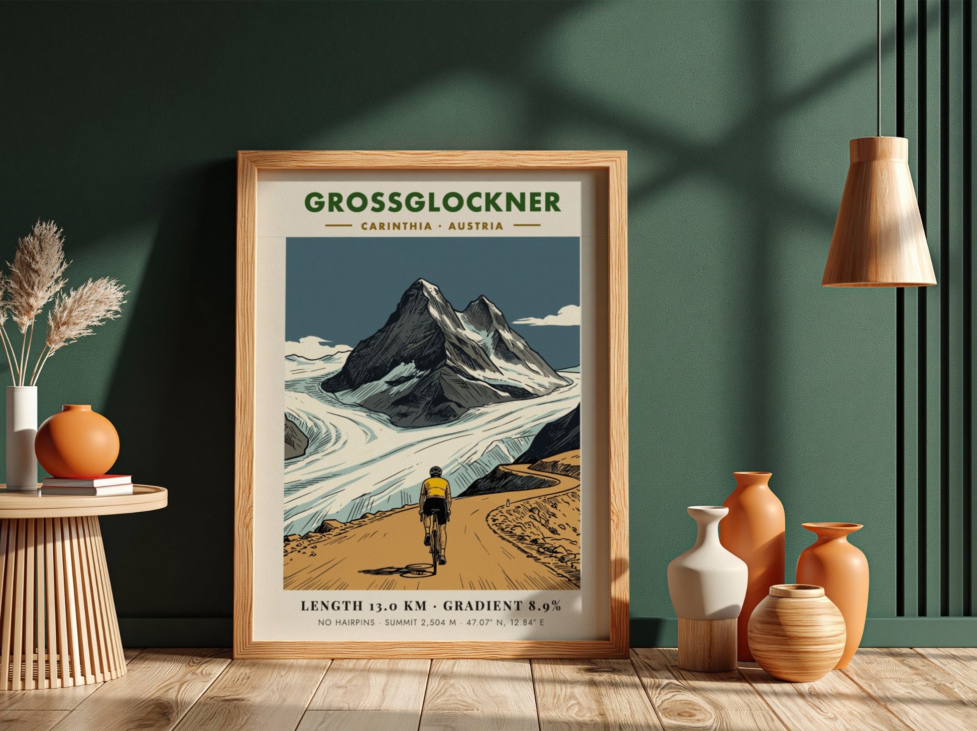 Poster of a cyclist riding up the Grossglockner climb in the Austrian Alps.