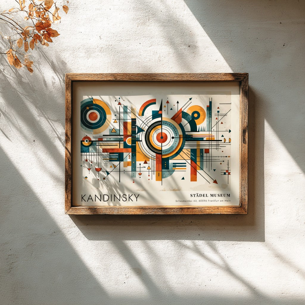Wall art poster featuring Kandinsky Städel Museum text with geometric lines and abstract shapes.