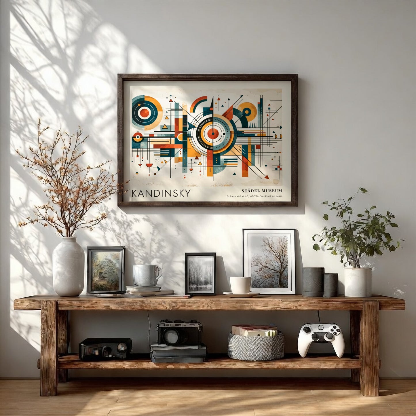 Wall art poster featuring Kandinsky Städel Museum text with geometric lines and abstract shapes.