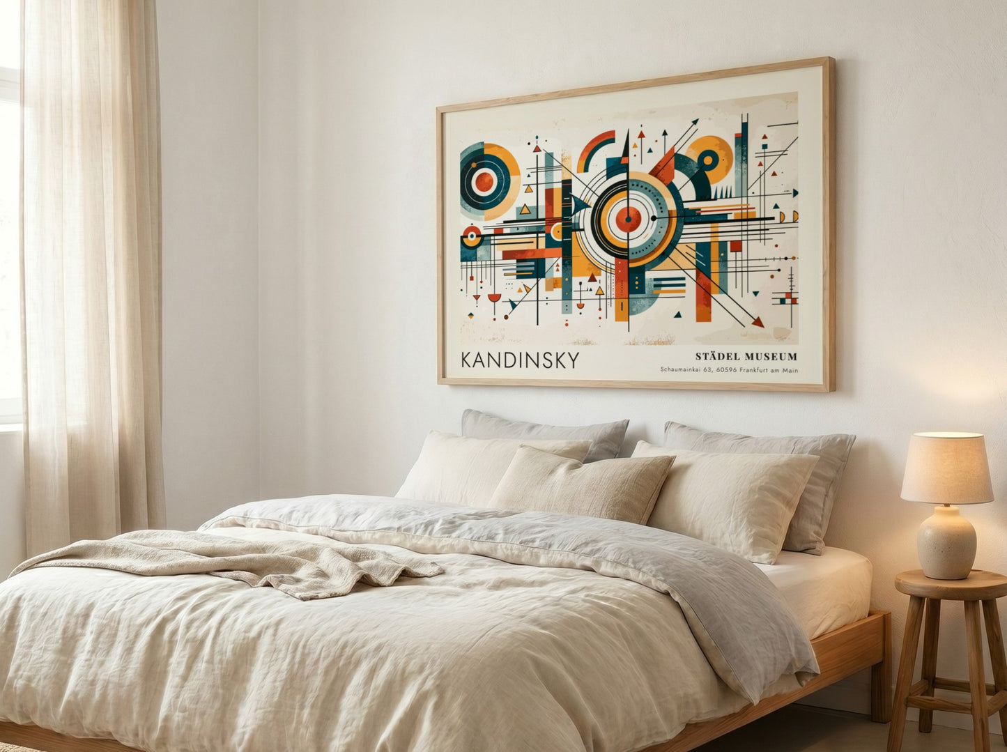 Wall art poster featuring Kandinsky Städel Museum text with geometric lines and abstract shapes.