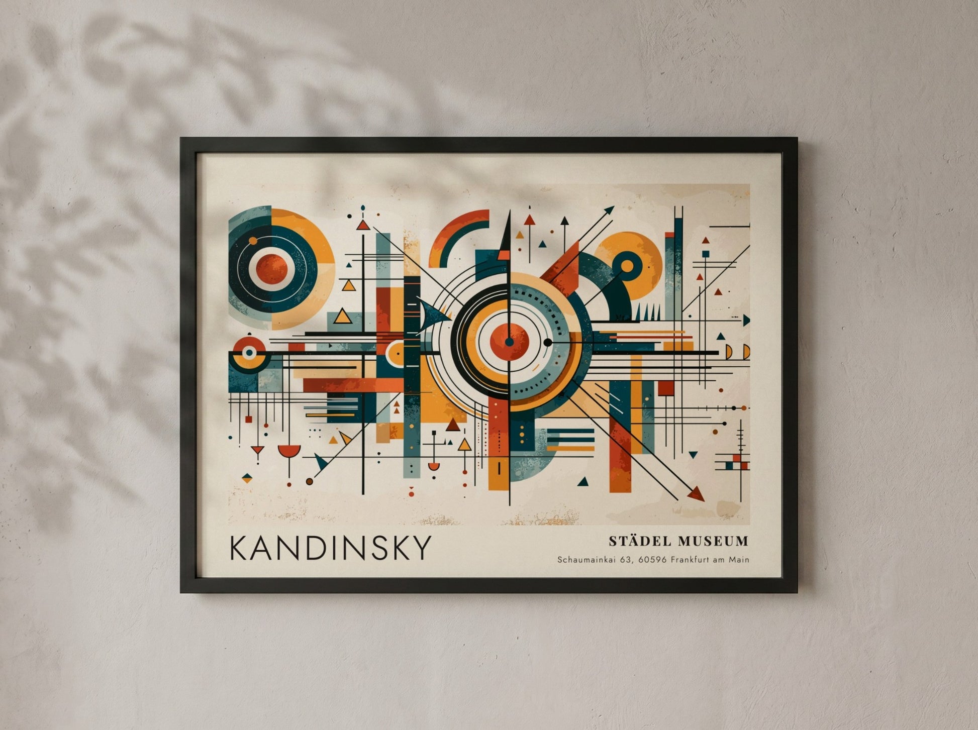 Wall art poster featuring Kandinsky Städel Museum text with geometric lines and abstract shapes.