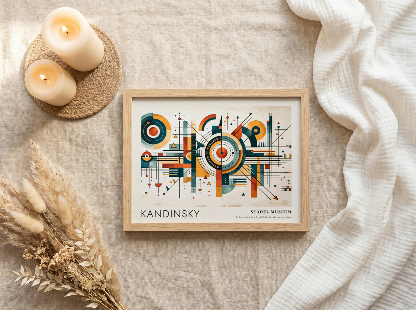Wall art poster featuring Kandinsky Städel Museum text with geometric lines and abstract shapes.