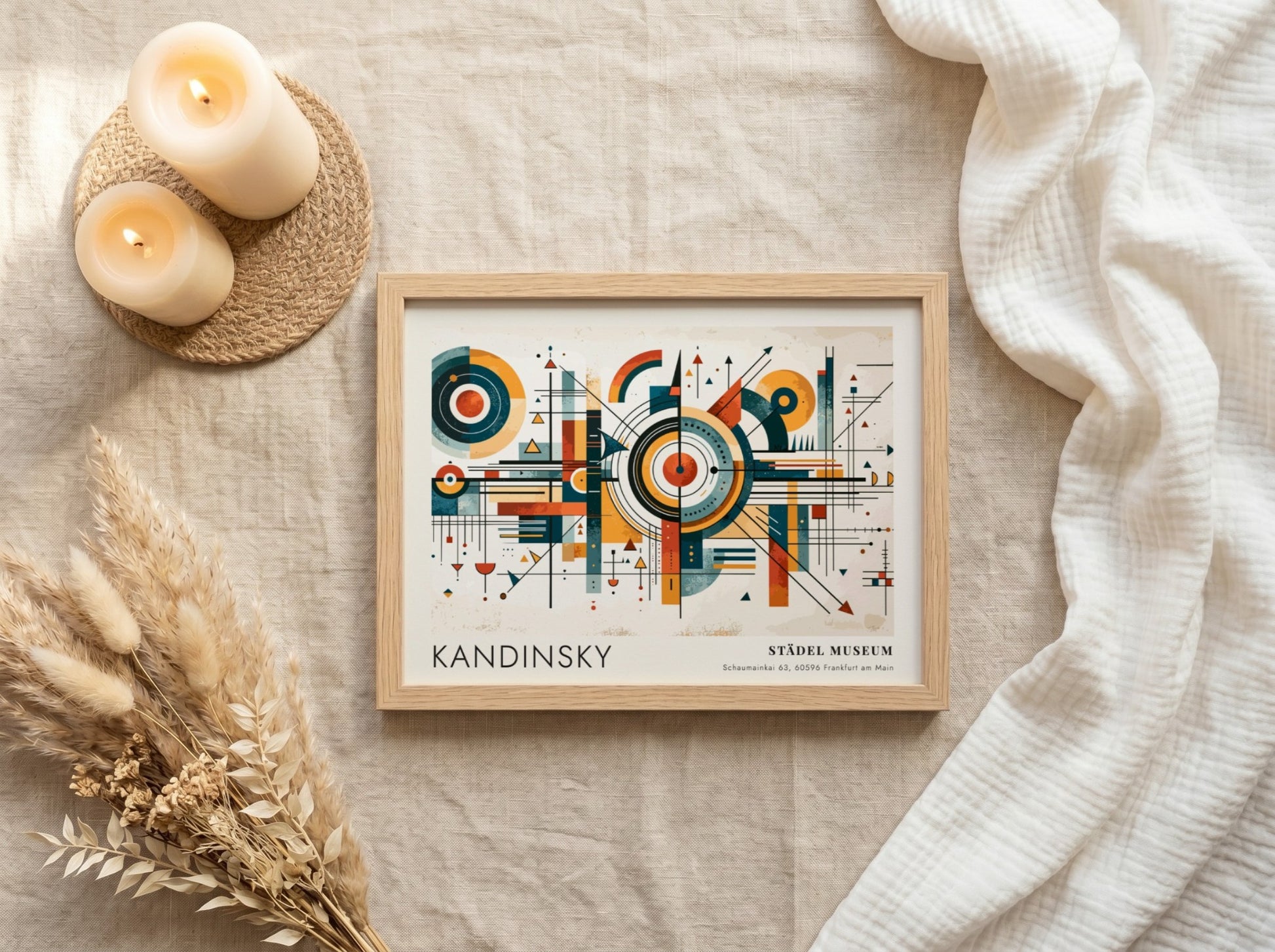 Wall art poster featuring Kandinsky Städel Museum text with geometric lines and abstract shapes.