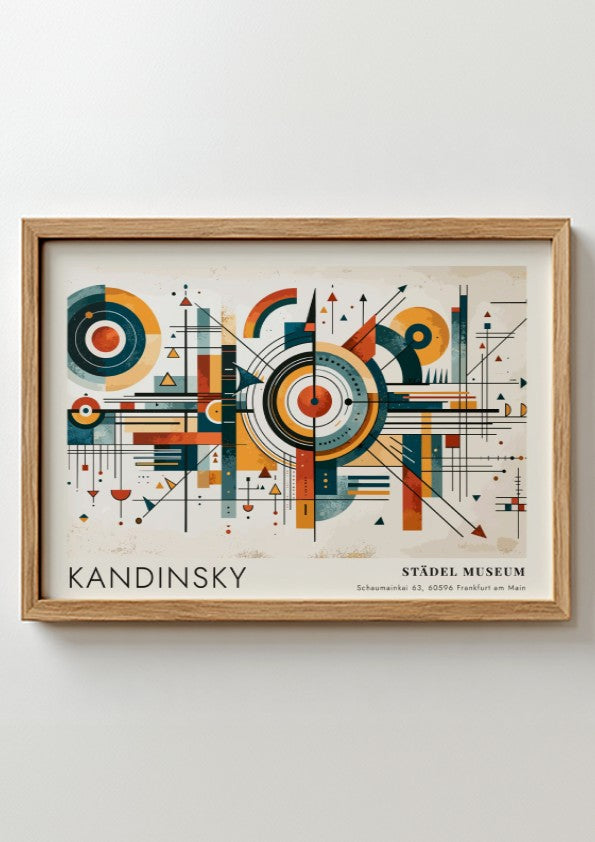Wall art poster featuring Kandinsky Städel Museum text with geometric lines and abstract shapes.