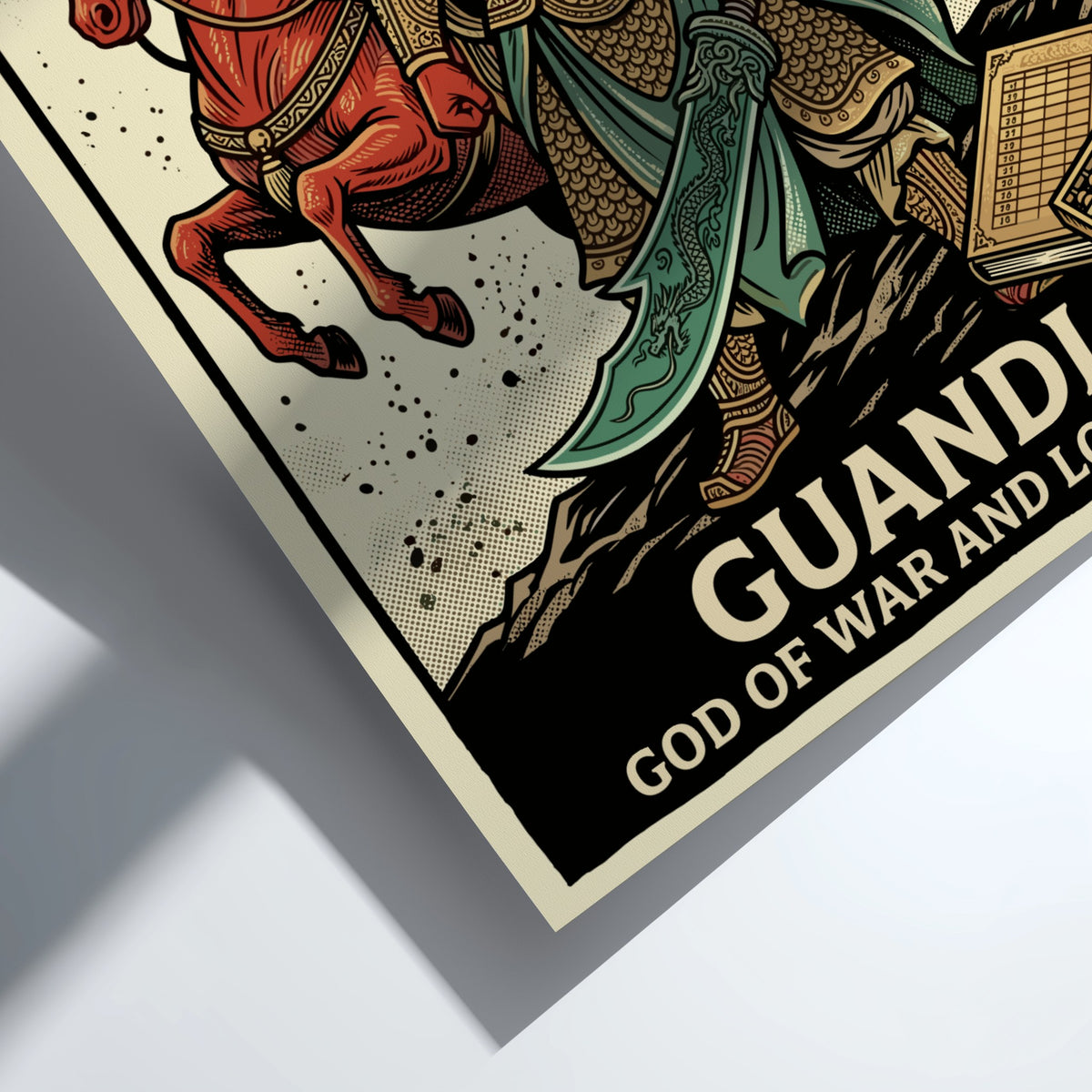 Poster featuring Guandi the God of War and Loyalty in traditional Chinese warrior armor