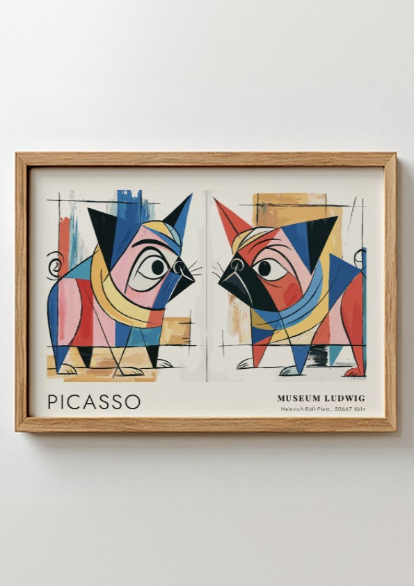 Guitar and Rose wall art print featuring bold colors and geometric shapes by Pablo Picasso