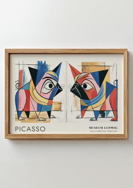 Guitar and Rose wall art print featuring bold colors and geometric shapes by Pablo Picasso