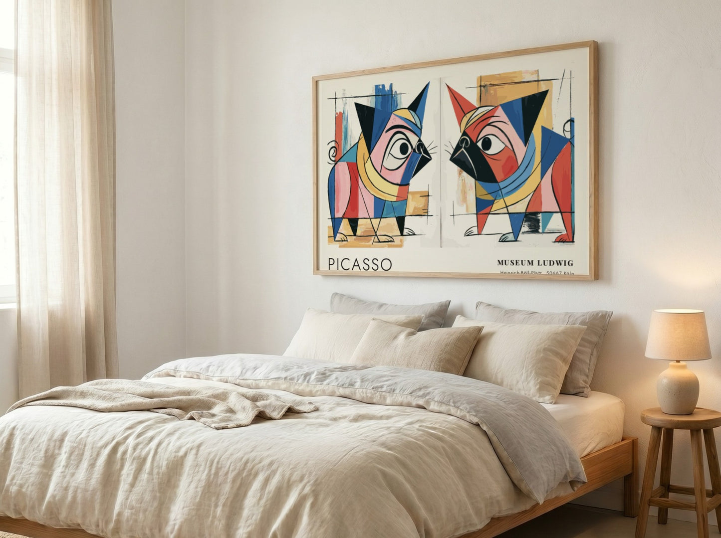 Pablo Picasso poster featuring Guitar and Rose design with vibrant colors and abstract shapes