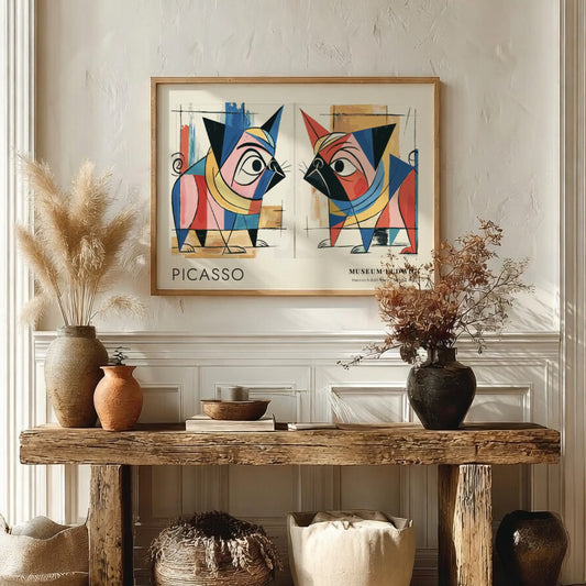 Guitar and Rose wall art print featuring bold colors and geometric shapes by Pablo Picasso