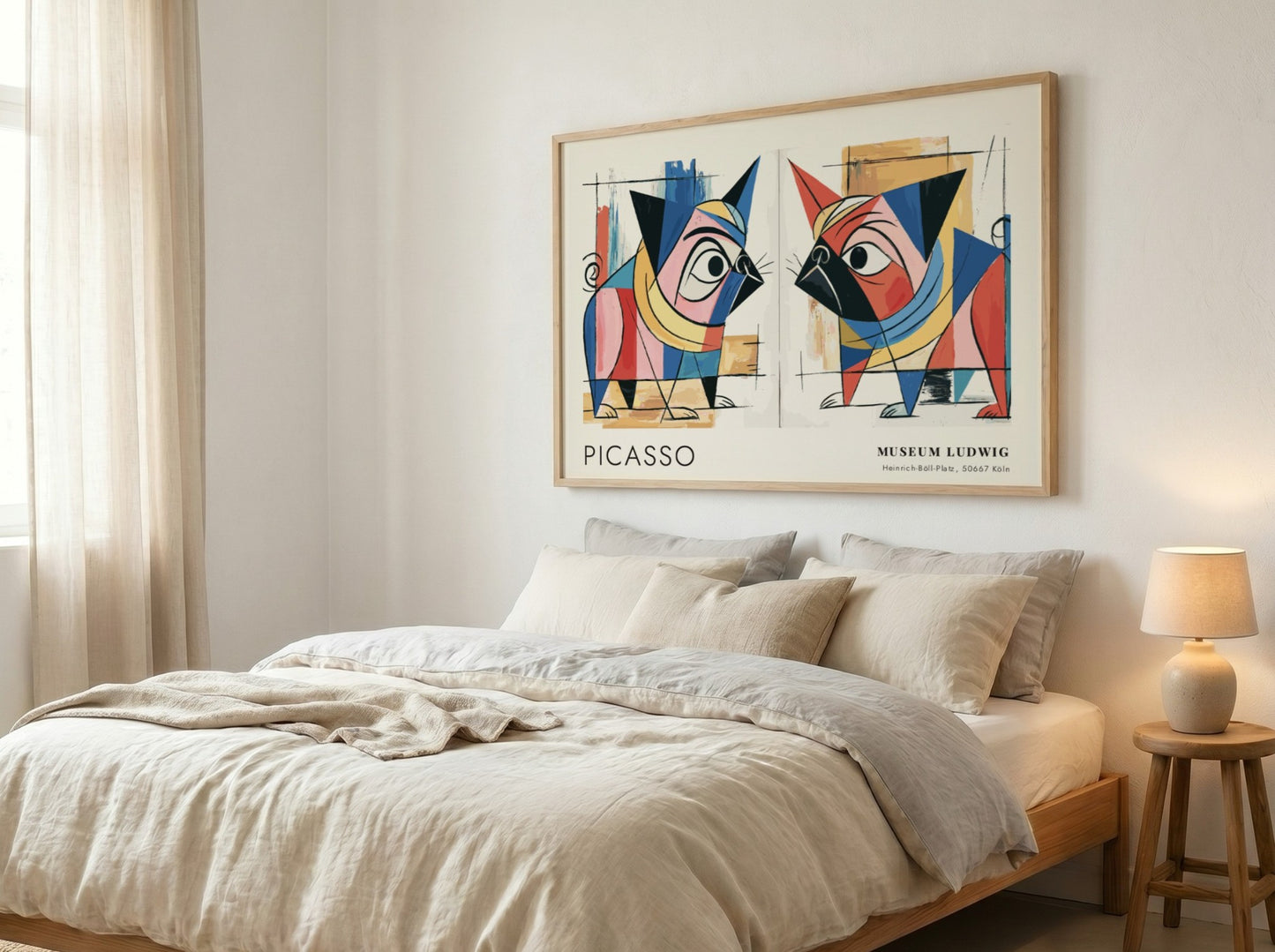 Guitar and Rose wall art print featuring bold colors and geometric shapes by Pablo Picasso