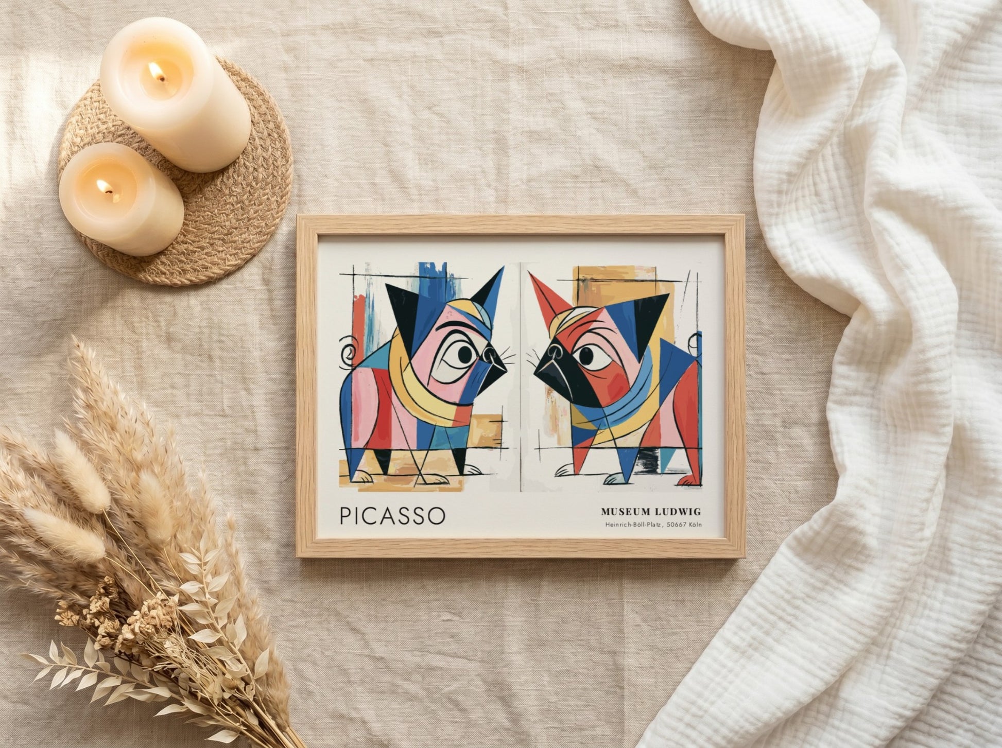 Guitar and Rose wall art print featuring bold colors and geometric shapes by Pablo Picasso