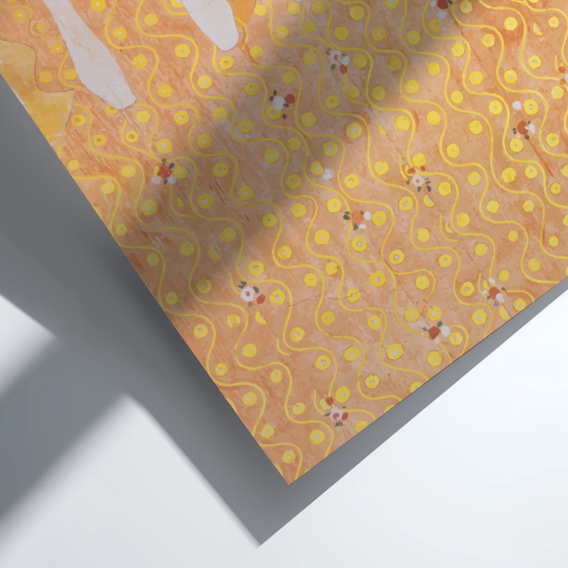 Gustav Klimt's "The Three Fates" poster featuring golden hues and Art Nouveau style figures.