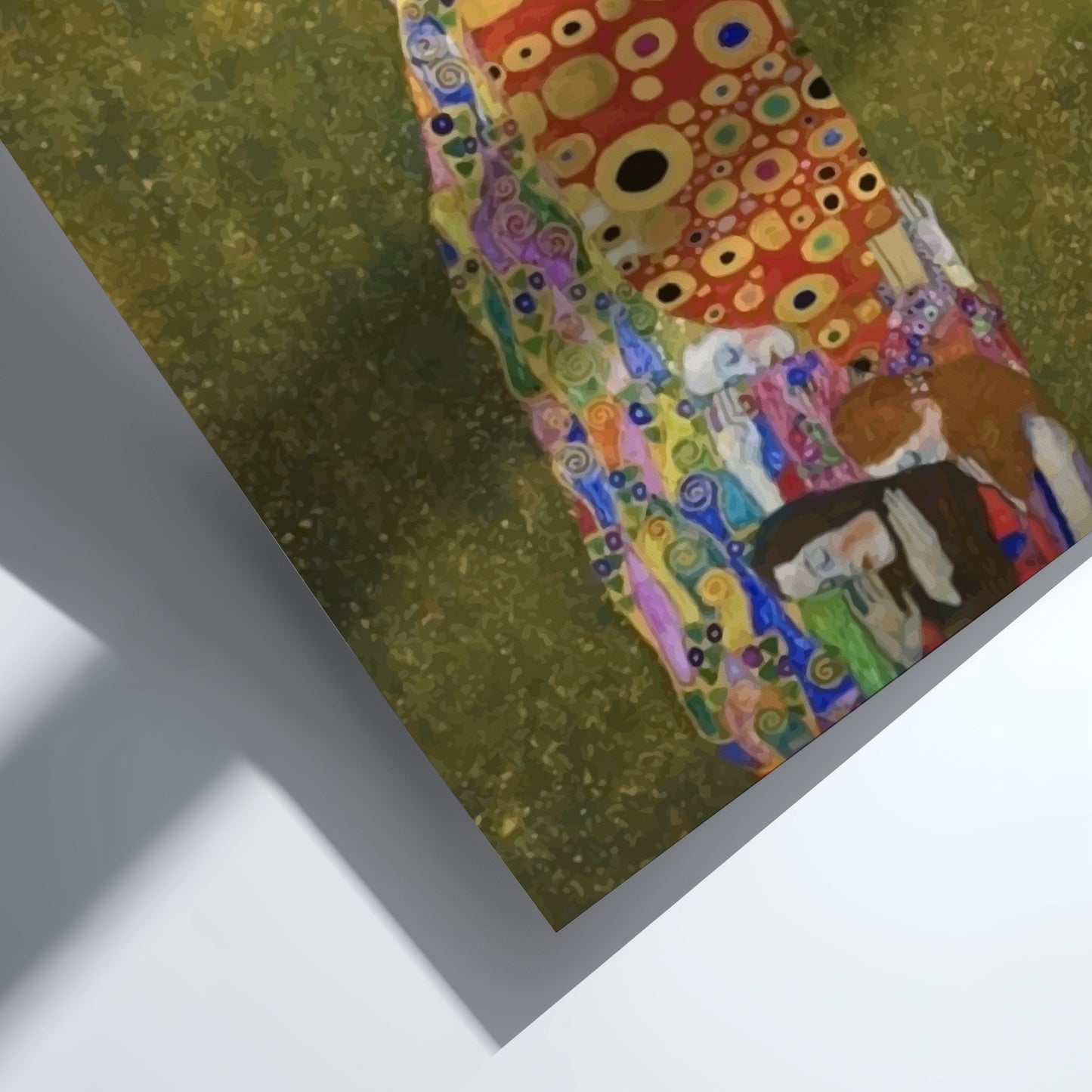 Gustav Klimt's Hope II poster featuring a pregnant woman in a patterned robe against a crescent moon and