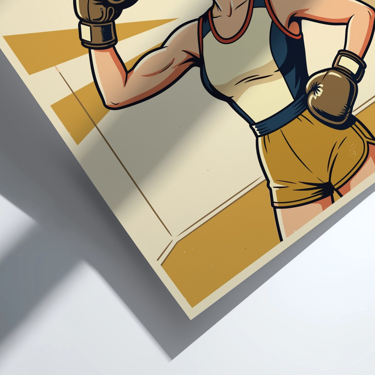 Poster of a confident woman wearing boxing gloves with the word Strong above her