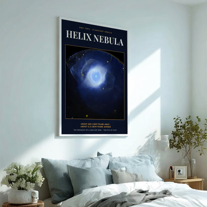 Poster of the blue Helix Nebula planetary nebula with the text Eye of God.