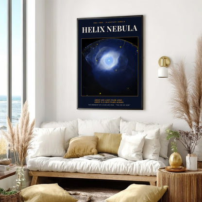 Poster of the blue Helix Nebula planetary nebula with the text Eye of God.