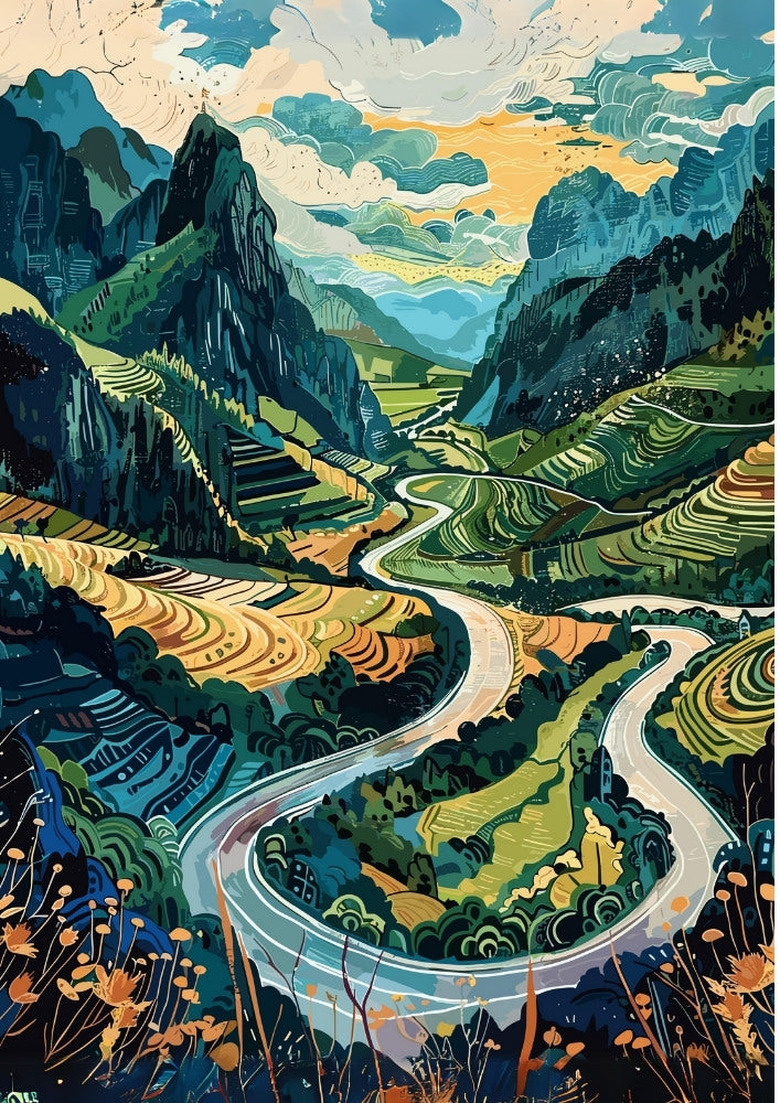 Asian HA GIANG PAINTING POSTER - VINTAGE ARTWORK
