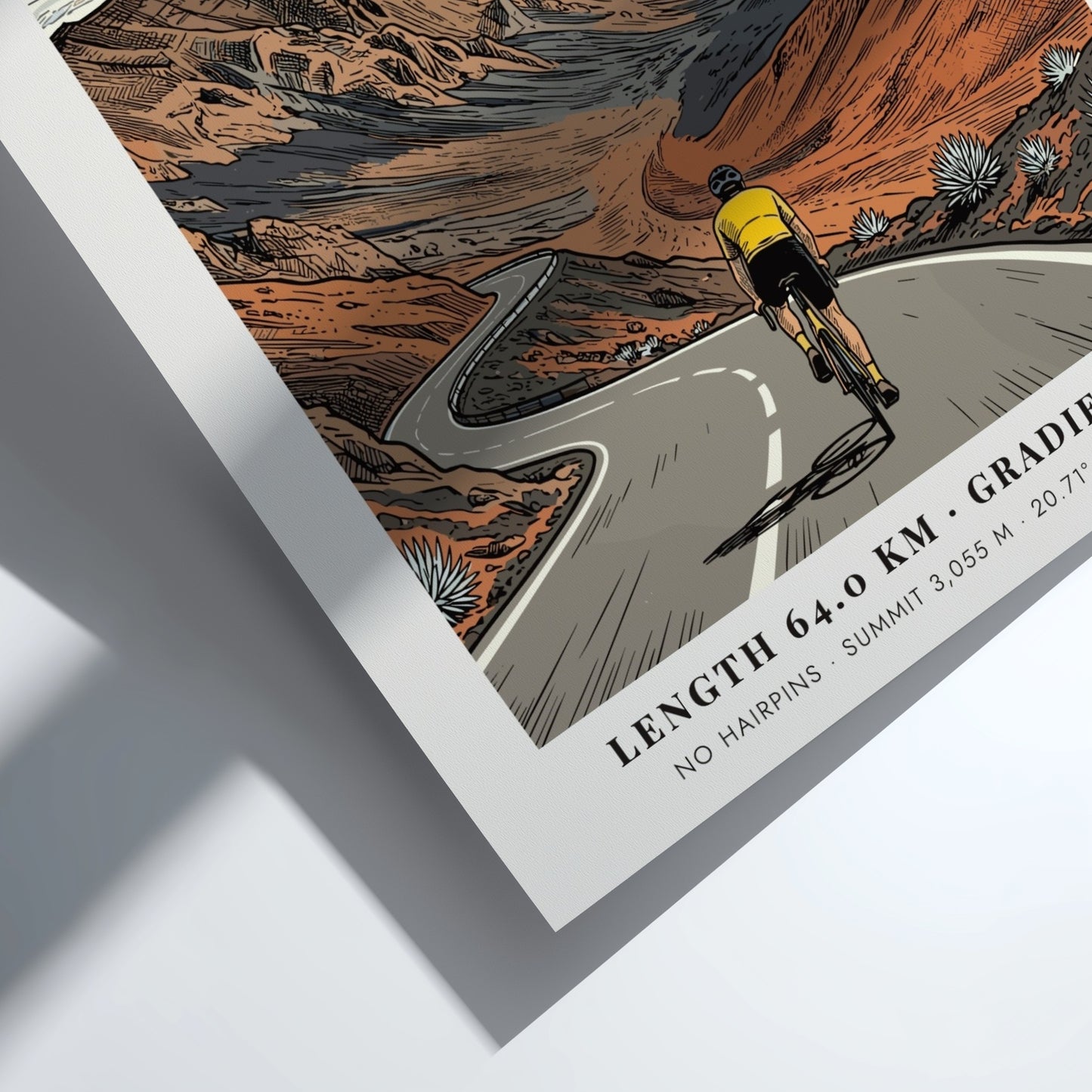 Poster featuring a cyclist climbing the winding road to the summit of Haleakala, Maui.