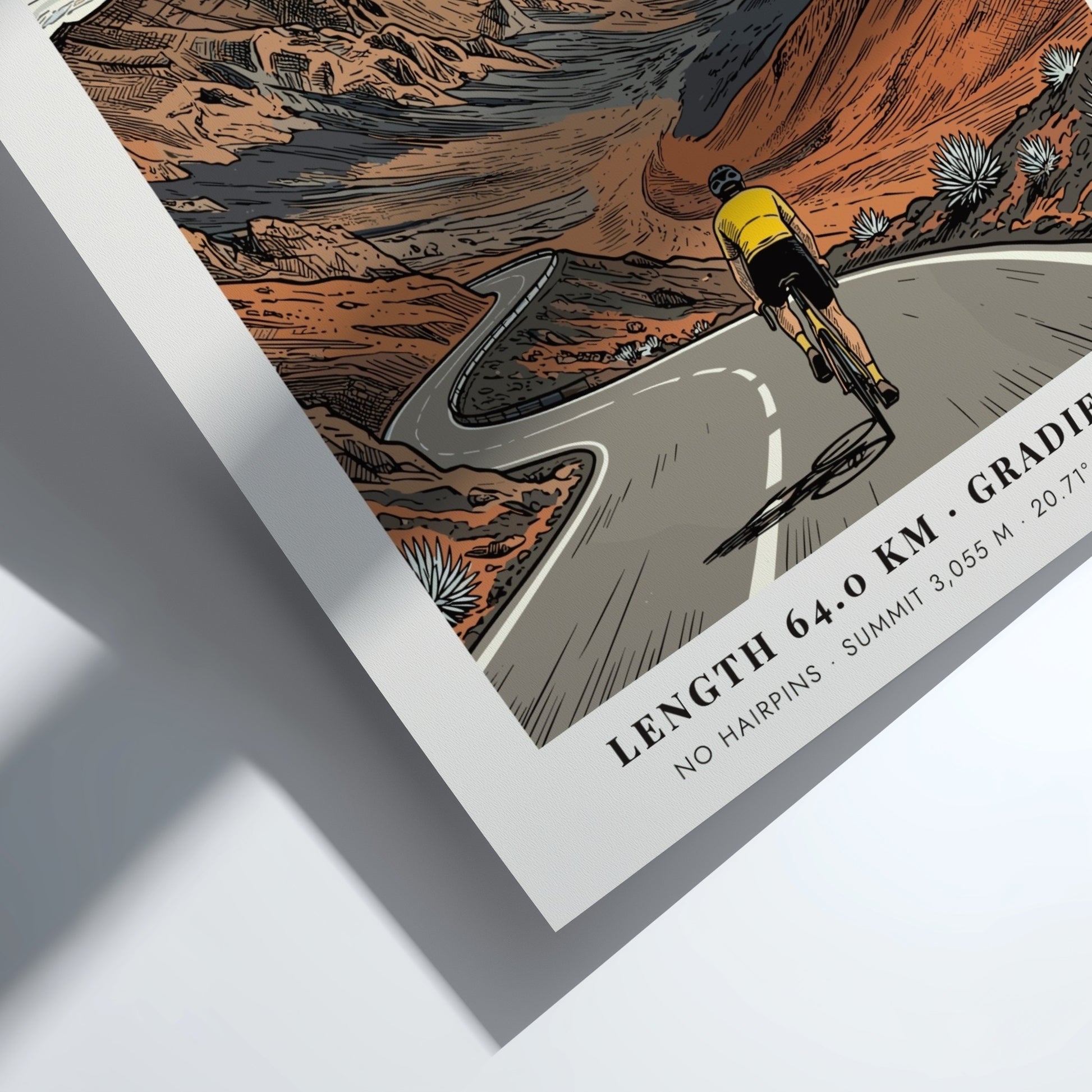 Poster featuring a cyclist climbing the winding road to the summit of Haleakala, Maui.