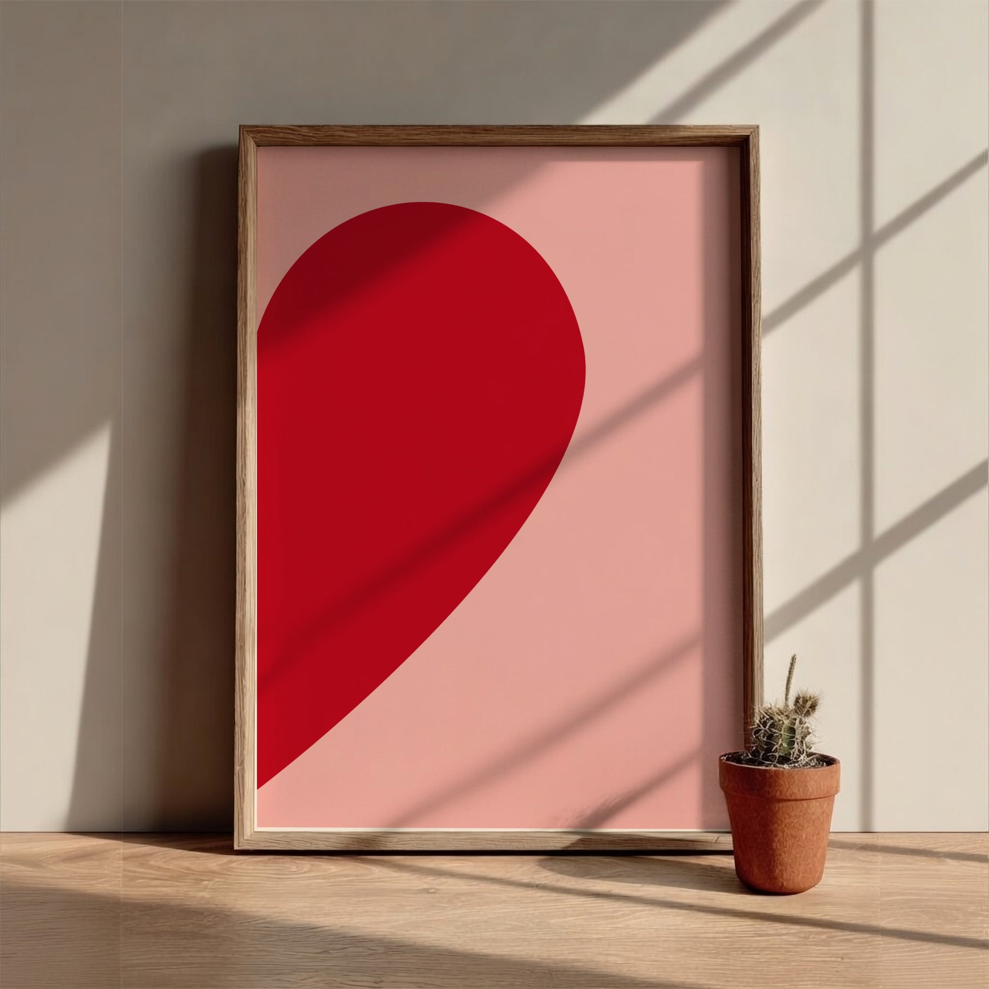 Minimalist Connection Modern Art - The Half Heart Pink Wall Print