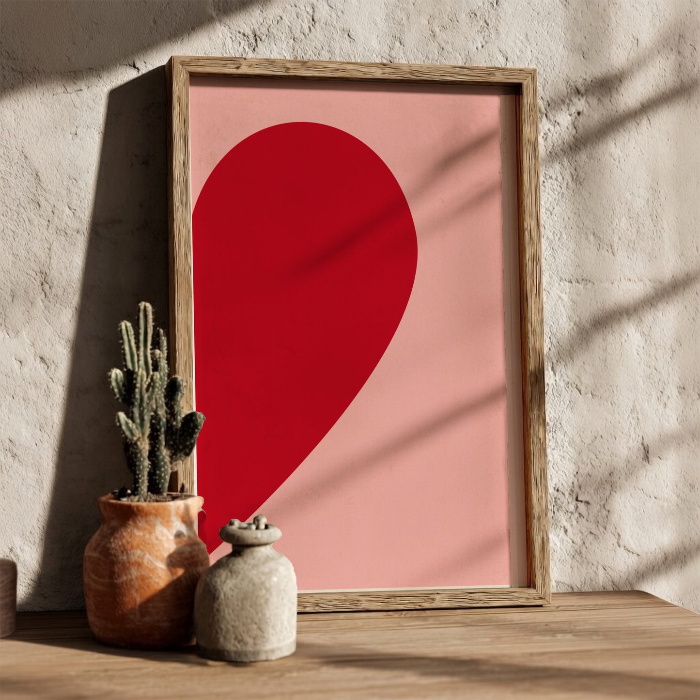 Minimalist Connection Modern Art - The Half Heart Pink Wall Print