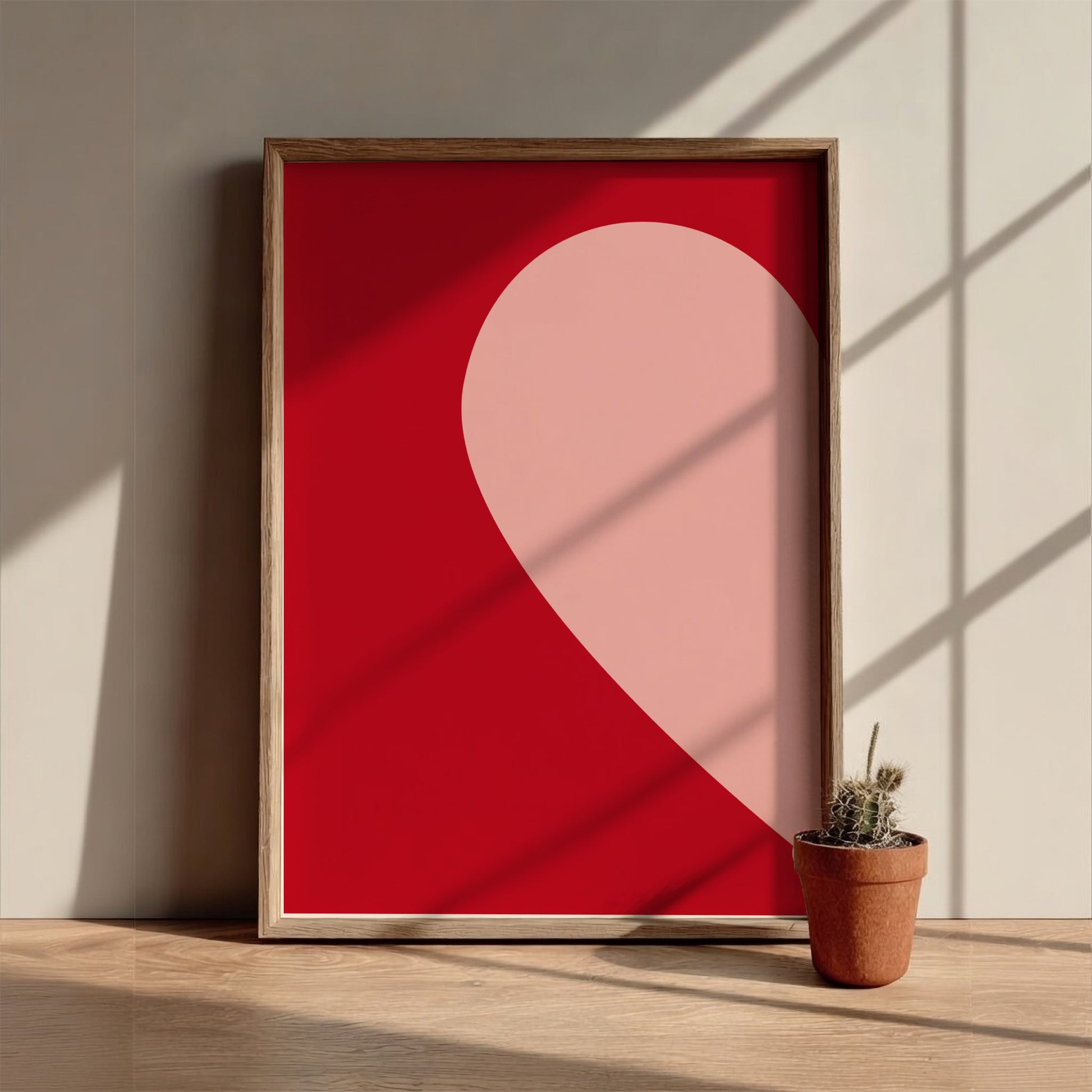 Minimalist Connection Modern Art - The Half Heart Red Wall Print