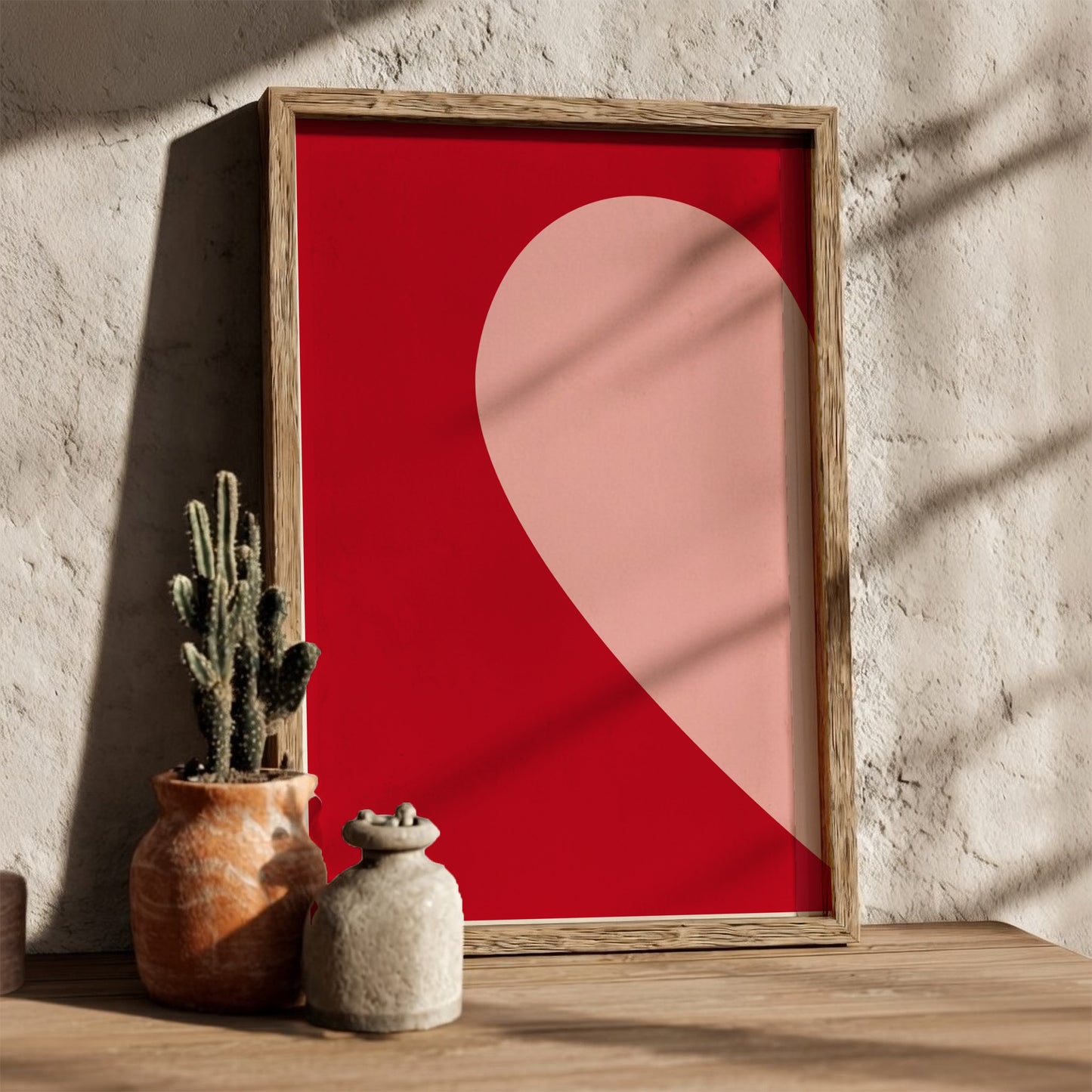 Minimalist Connection Modern Art - The Half Heart Red Wall Print
