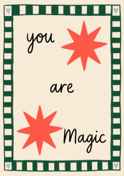 Kids room poster featuring coral stars and the text 'You are Magic' in a playful design.