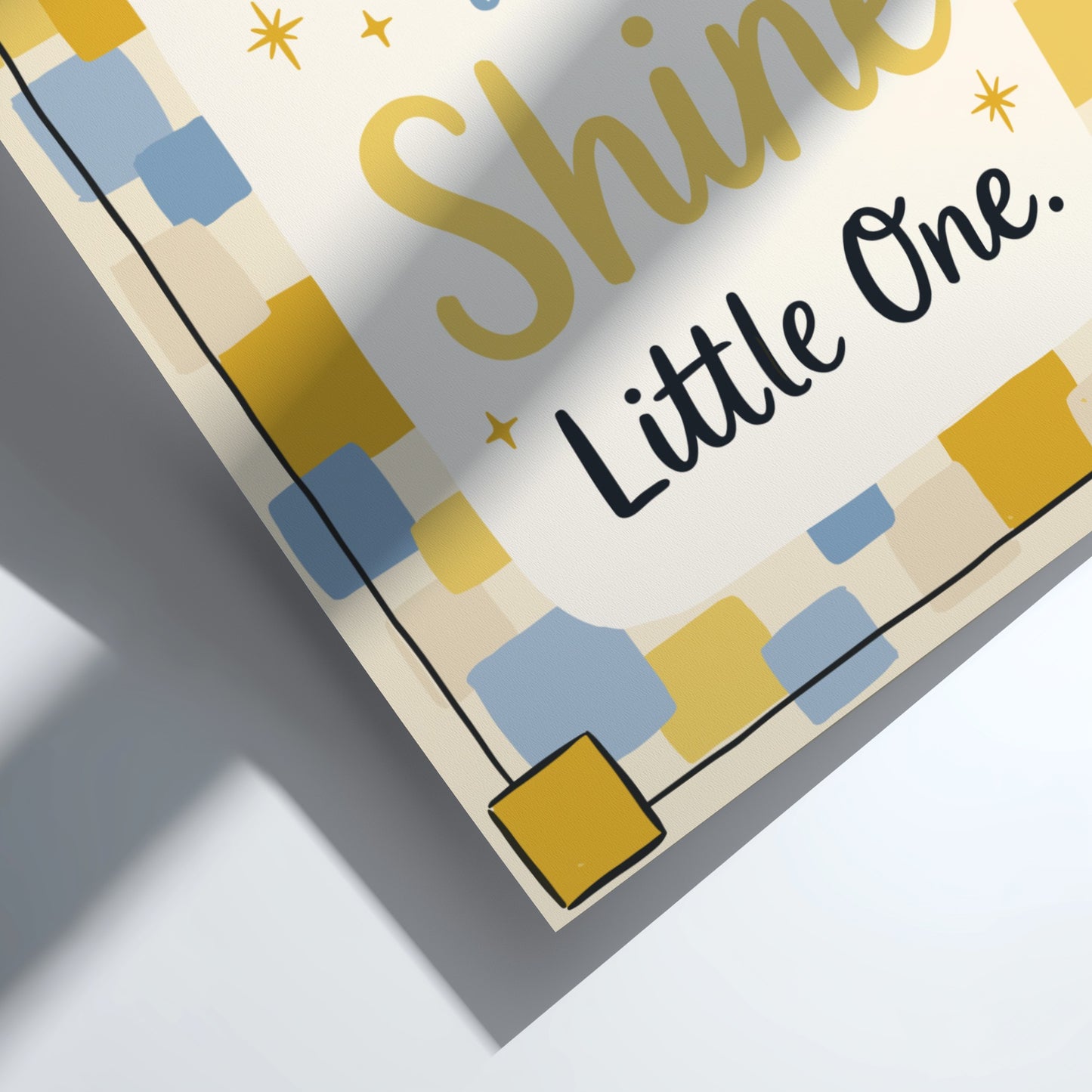 Kids room poster featuring 'Rise and Shine' in soft colors, ideal for nursery decor.