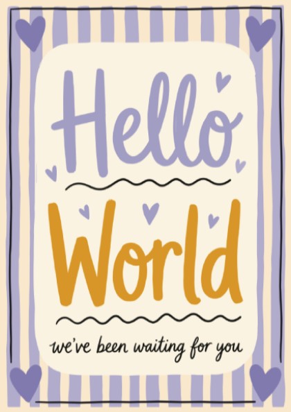 Hello World Kids Room Poster - Nursery Decor, Wall Art, Typography