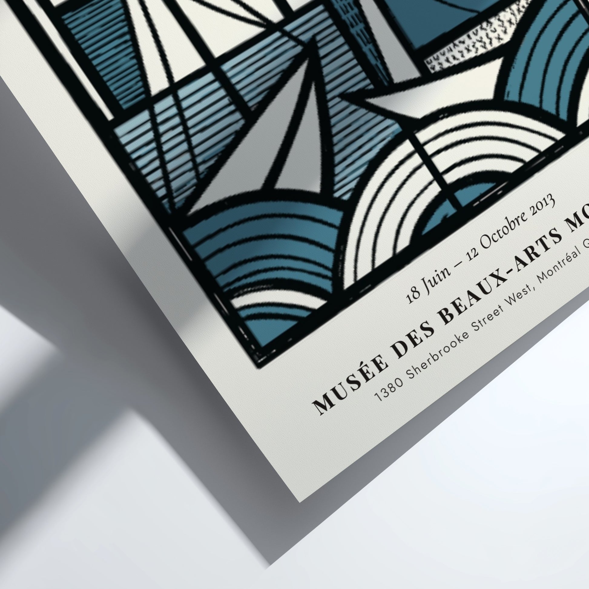 Harbor scene poster inspired by Picasso featuring geometric shapes and a blue color palette