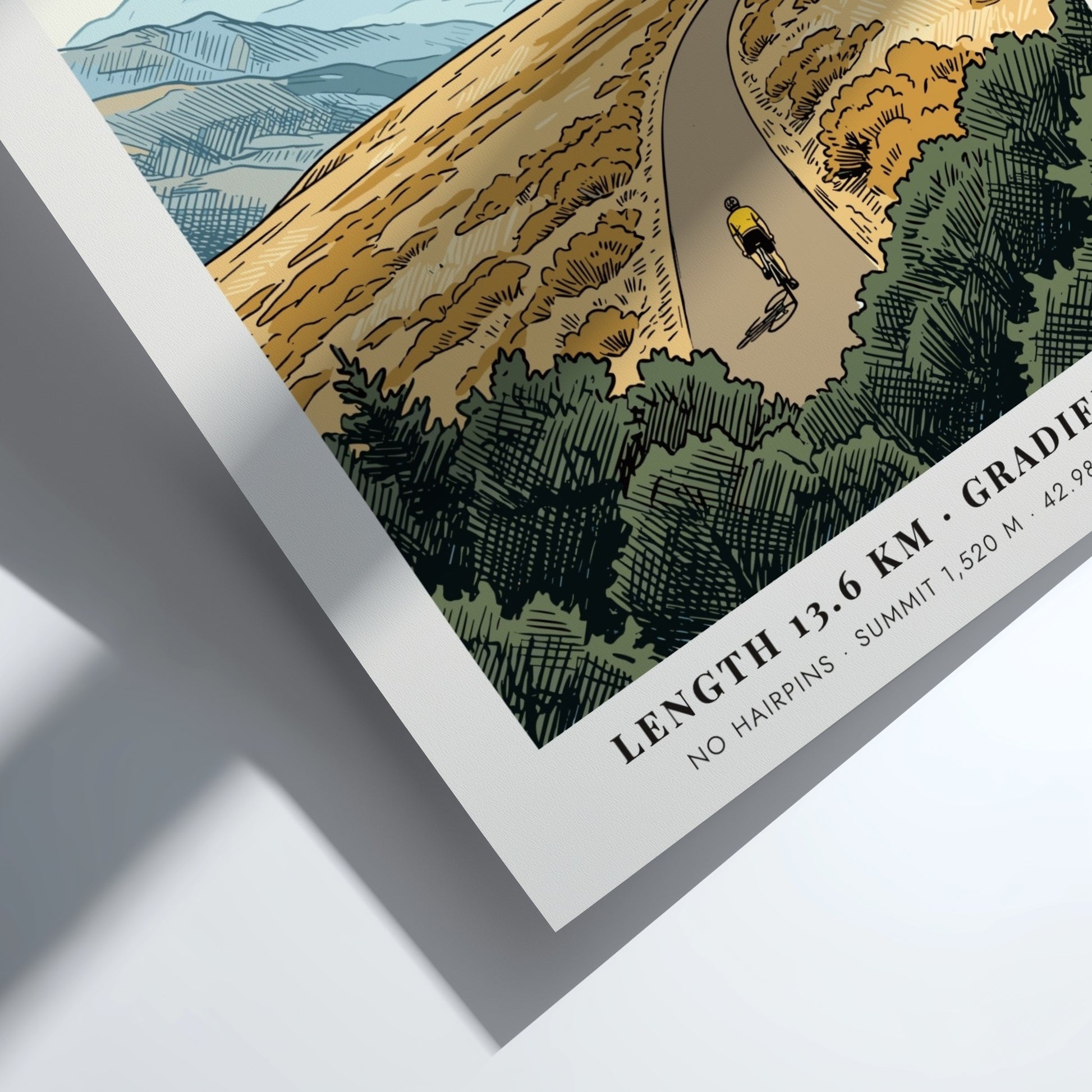 Poster of a lone cyclist riding up the Hautacam mountain in the French Pyrenees.