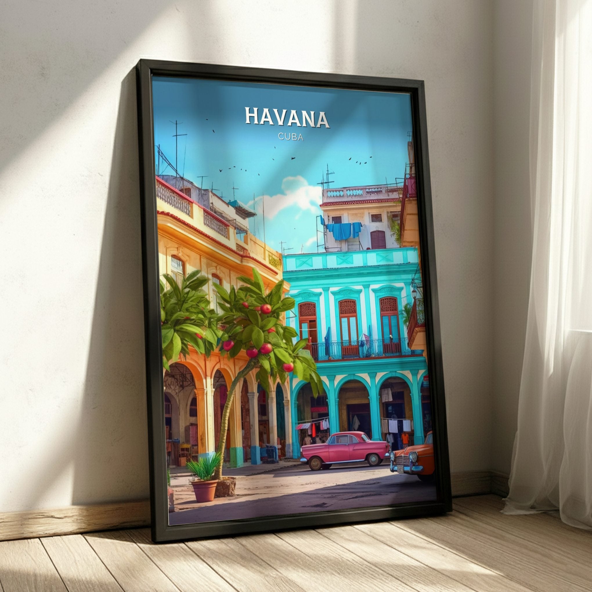 South America HAVANA TRAVEL POSTER - RETRO CUBA ART