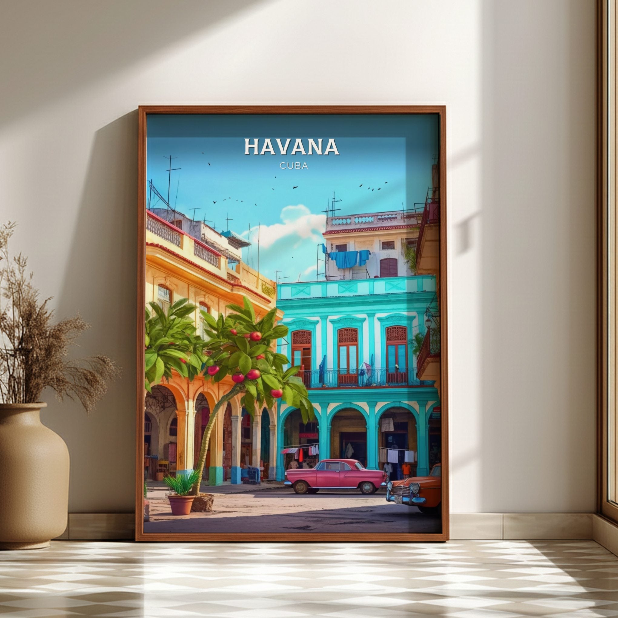 South America HAVANA TRAVEL POSTER - RETRO CUBA ART